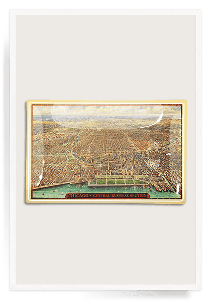Vintage Chicago Business District Decoupage Glass Tray - Bensgarden.com