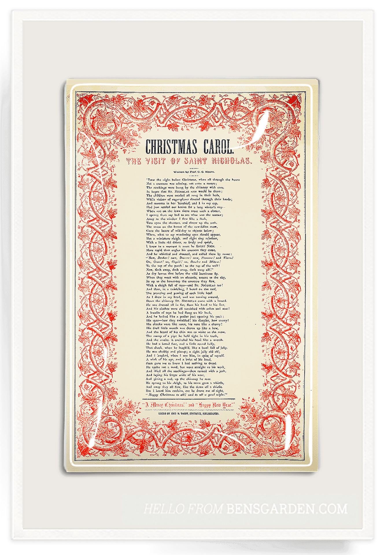 Vintage Christmas Carol Decoupage Glass Tray - Bensgarden.com