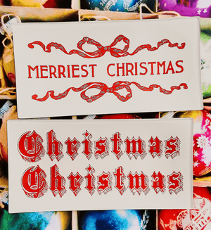 Vintage Christmas Greetings Red Decoupage Glass Tray - Bensgarden.com