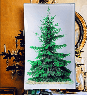 Vintage Christmas Tree Decoupage Glass Tray - Bensgarden.com