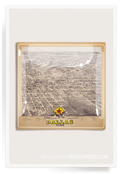 Vintage Dallas, Texas City Map Decoupage Glass Tray - Bensgarden.com