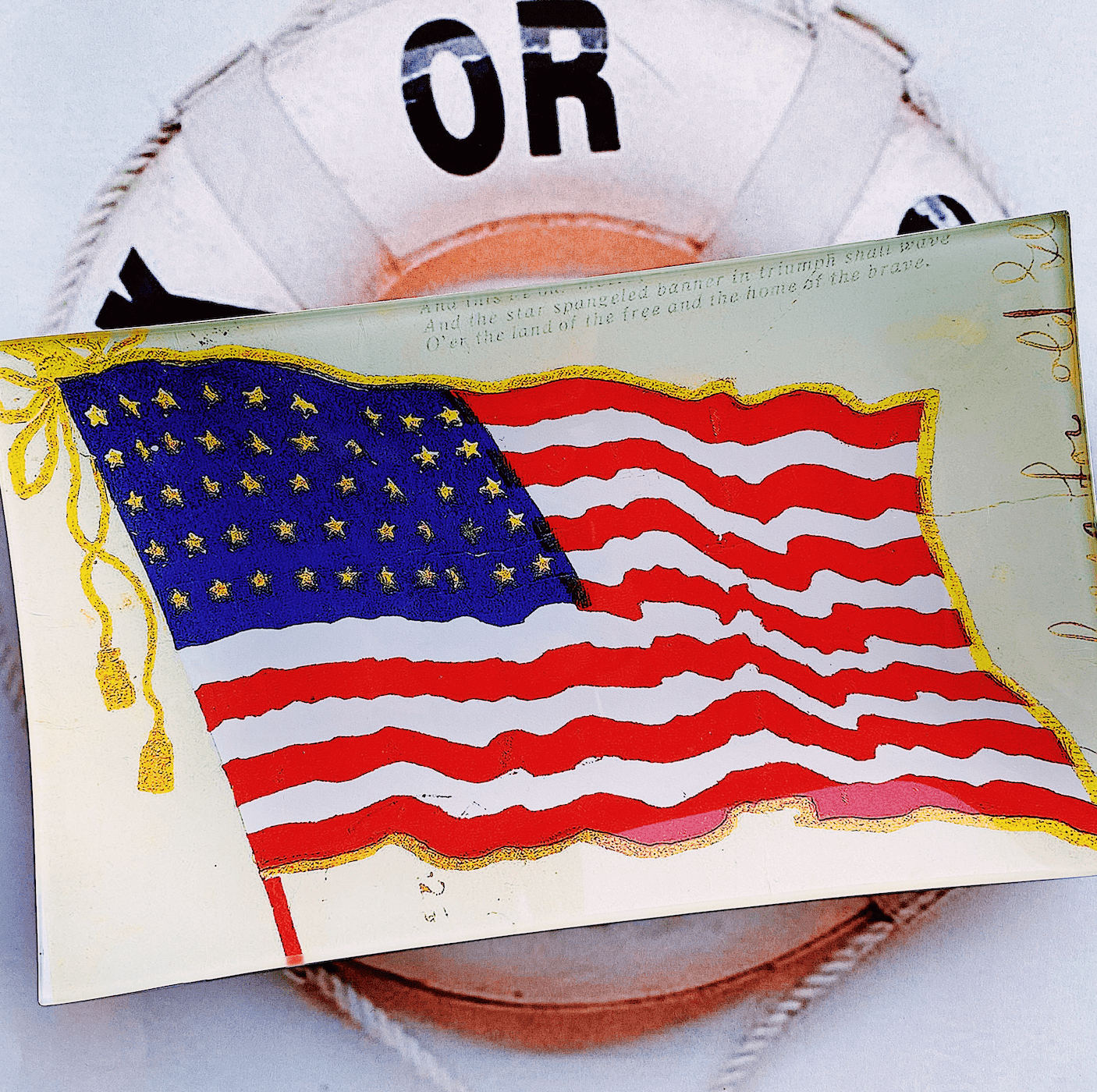 Vintage Flying Flag Decoupage Glass Tray - Bensgarden.com