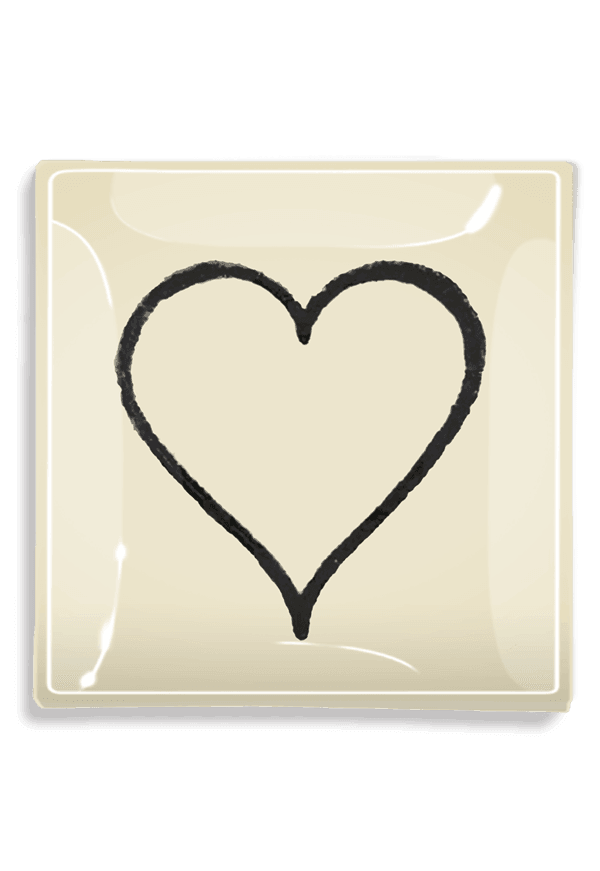 Vintage Heart Sketch Decoupage Glass Tray - Bensgarden.com