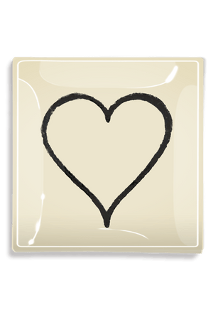 Vintage Heart Sketch Decoupage Glass Tray - Bensgarden.com