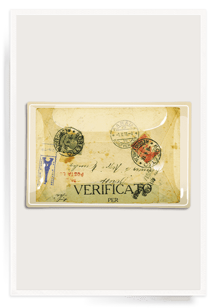 Vintage Italian Envelope Decoupage Glass Tray - Bensgarden.com