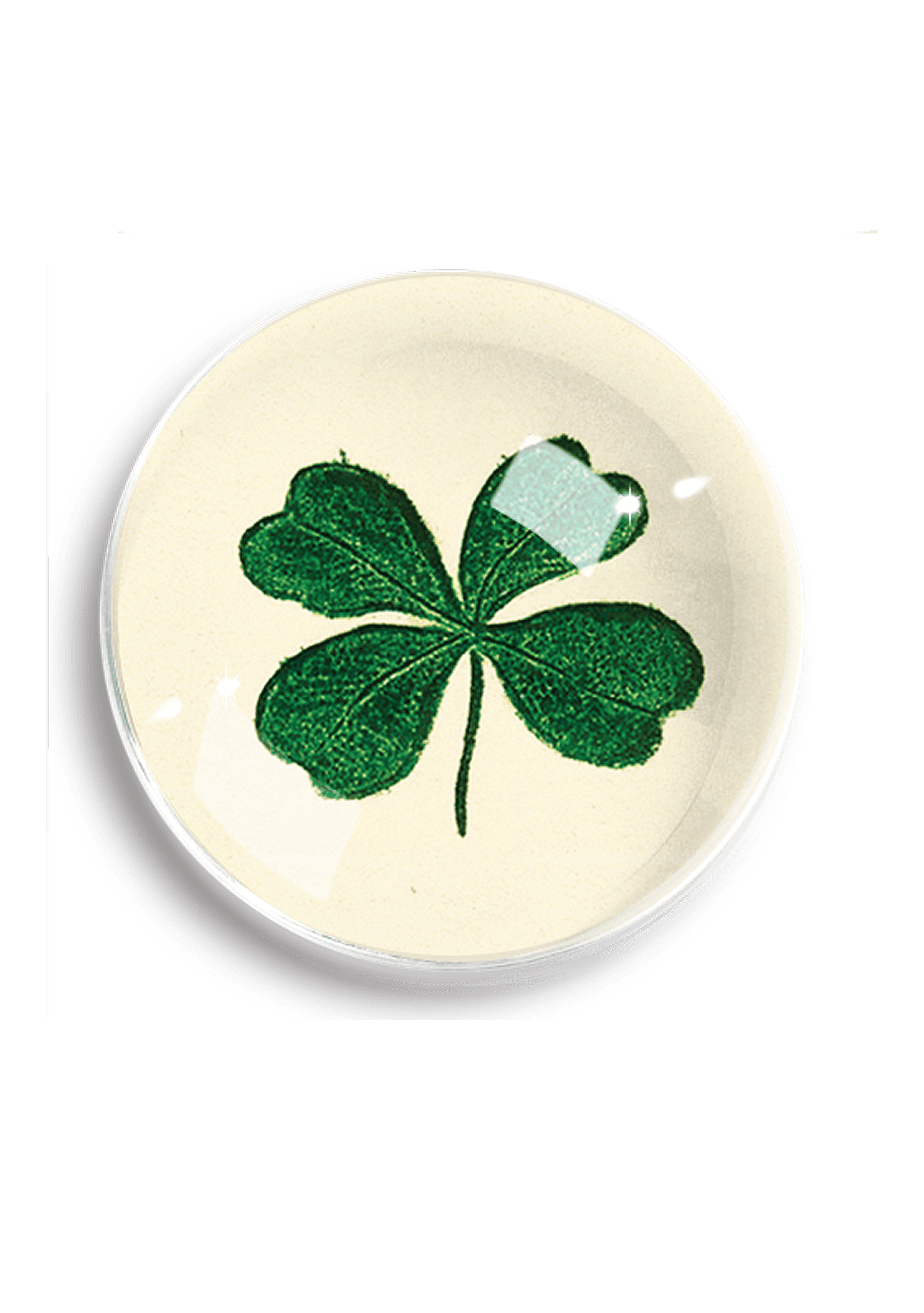 Vintage Lucky Clover Crystal Dome Paperweight - Bensgarden.com