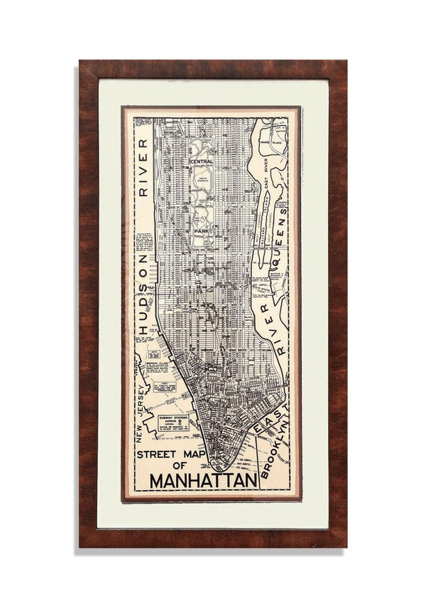 ヴィンテージ NYマップ　フレーム付き Ben's Garden | Hand Embellished Vintage Street Map of Manhattan