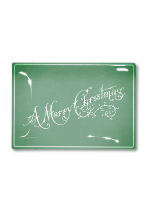 Vintage Mint Merry Christmas Script Decoupage Glass Tray - Bensgarden.com