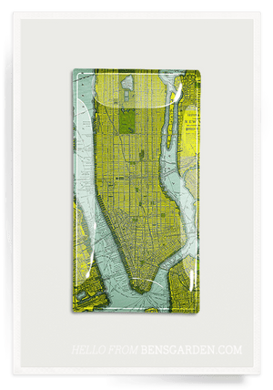 Vintage New York City Ferry Map No. 1 Decoupage Map Glass Tray - Bensgarden.com