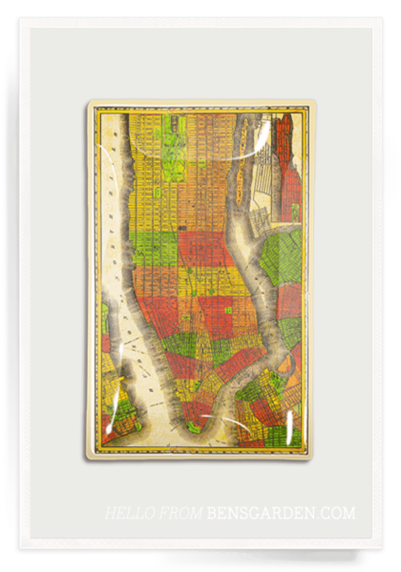Vintage New York City Neighborhood Map Decoupage Glass Tray - Bensgarden.com