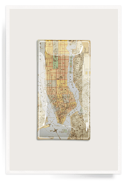 Vintage NYC No. 6 Decoupage Map Glass Tray - Bensgarden.com