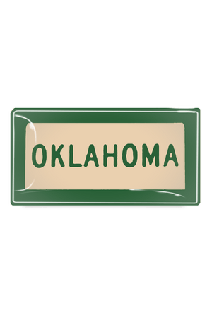 Vintage Oklahoma Texas State Sign Decoupage Glass Tray - Bensgarden.com