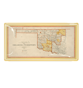 Vintage Oklahoma Texas Territory Decoupage Glass Tray - Bensgarden.com