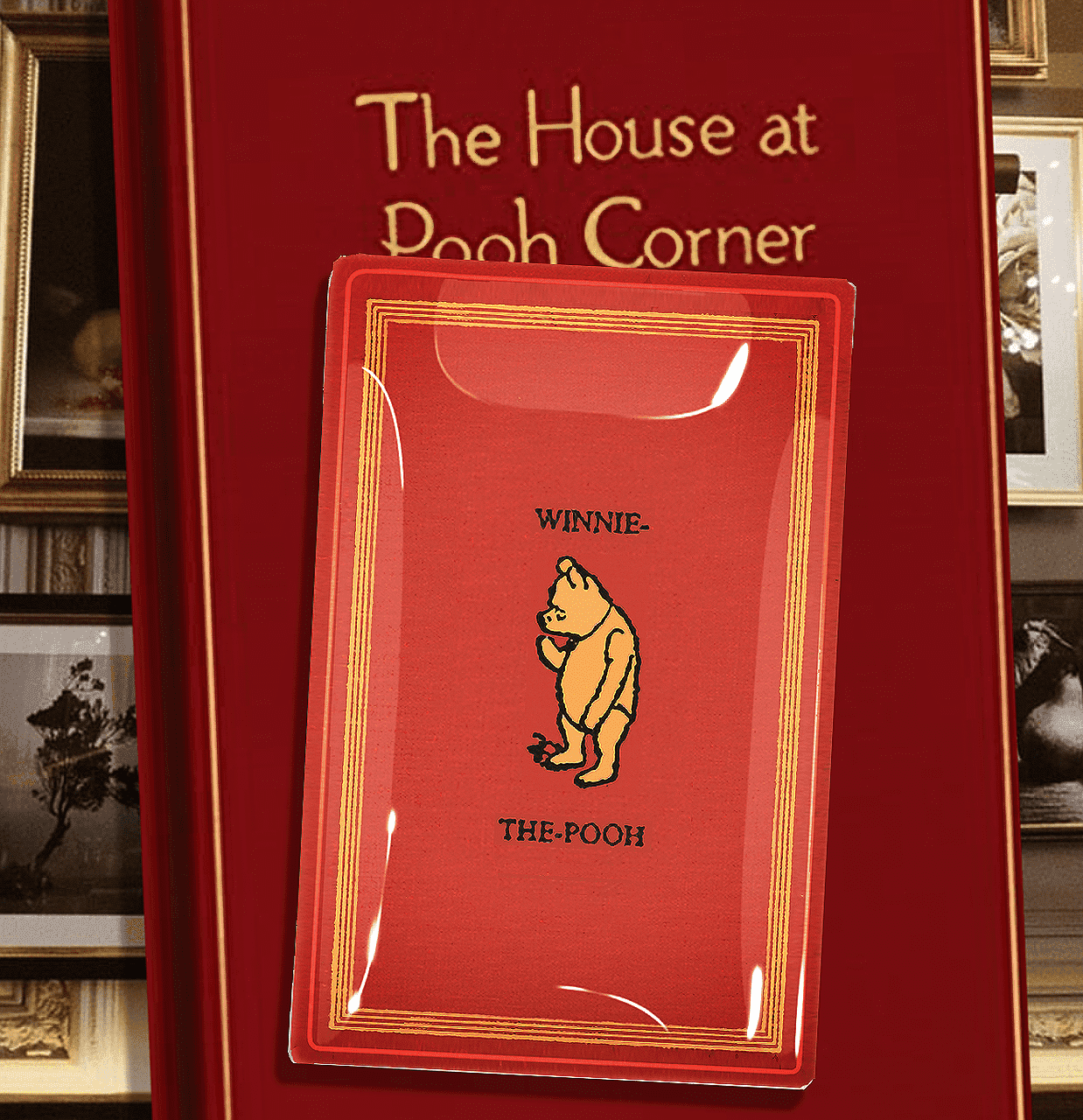 Vintage Red Winnie The Pooh Jacket Decoupage Glass Tray - Bensgarden.com