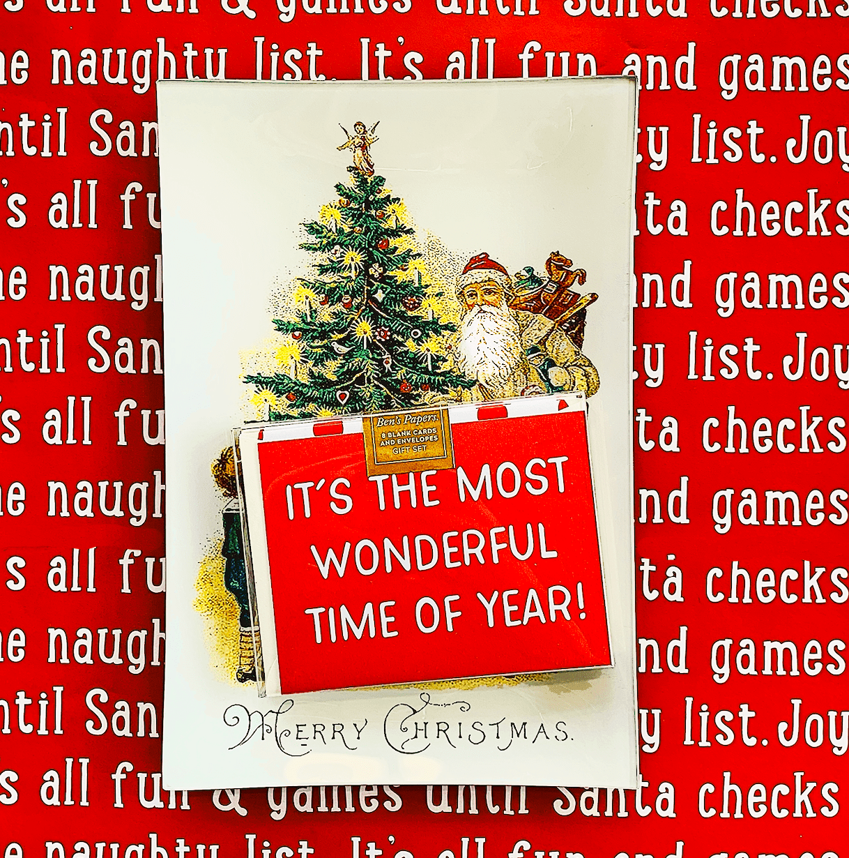 Vintage Santa Christmas Tree Glass Decoupage Tray - Bensgarden.com