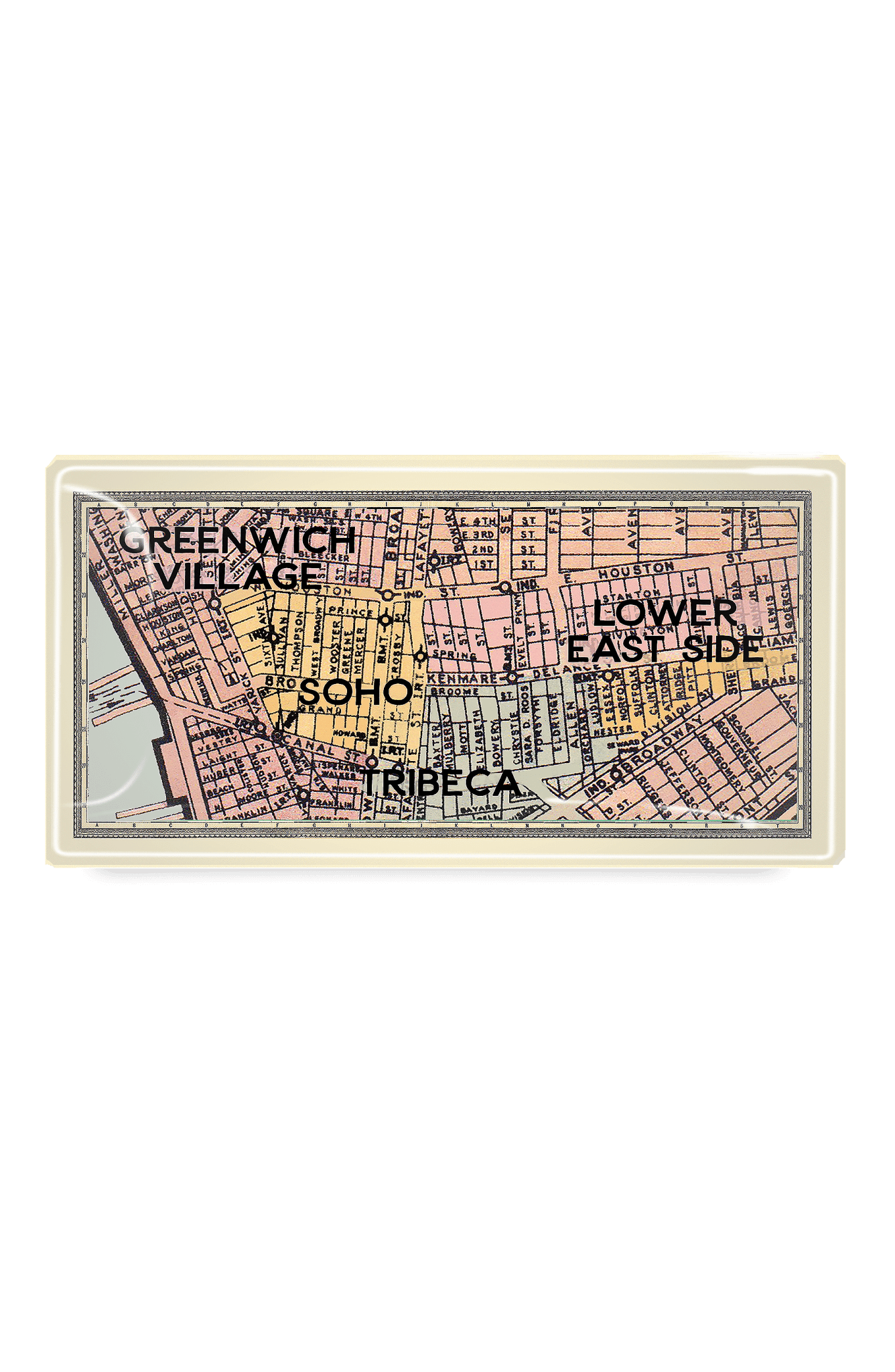 Vintage Soho, New York City Map Decoupage Glass Tray - Bensgarden.com