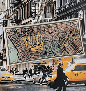 Vintage Soho, New York City Map Decoupage Glass Tray - Bensgarden.com