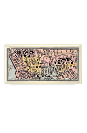 Vintage Soho, New York City Map Decoupage Glass Tray - Bensgarden.com