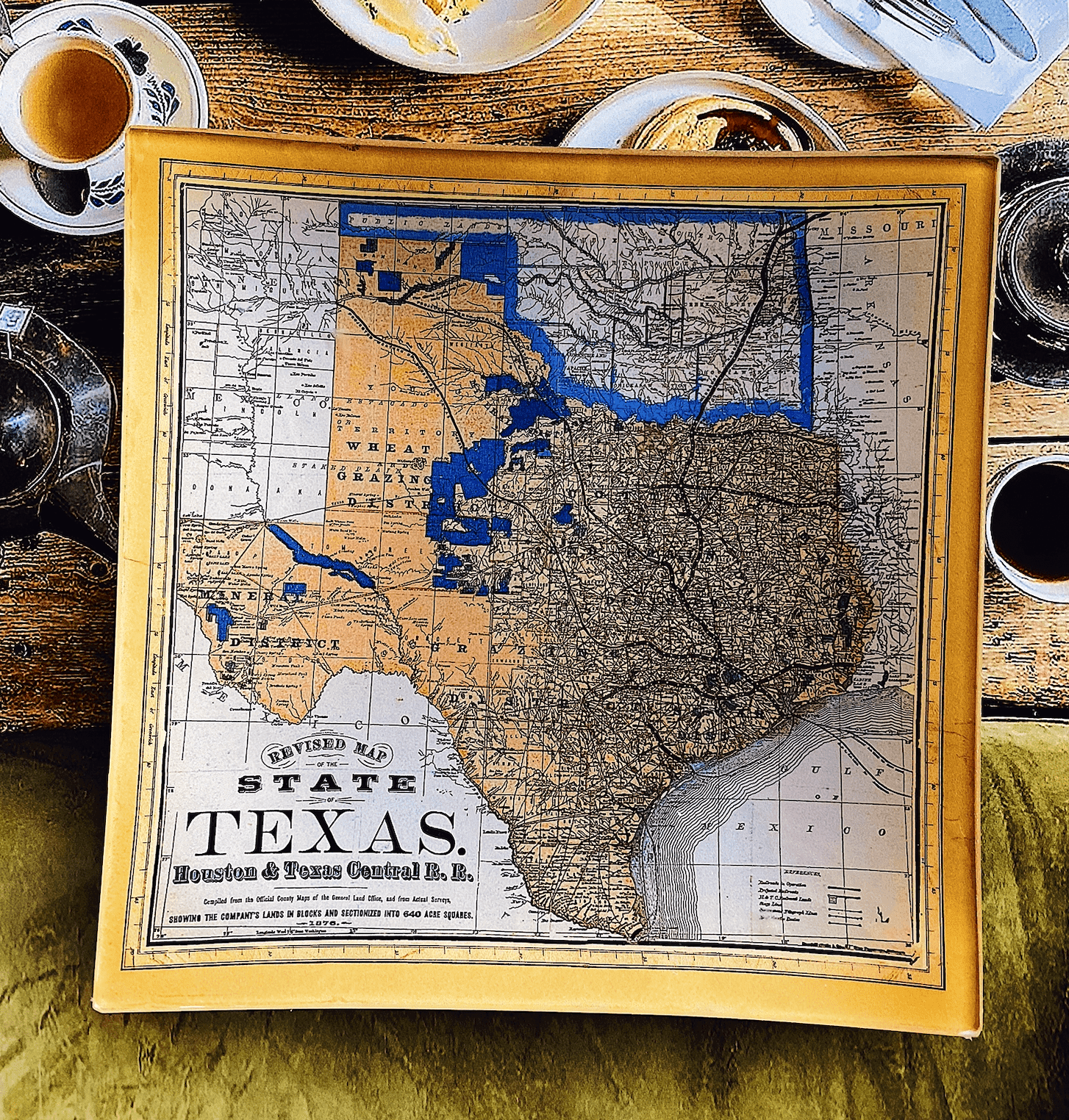 Vintage State Texas Central Railroad Decoupage Tray - Bensgarden.com