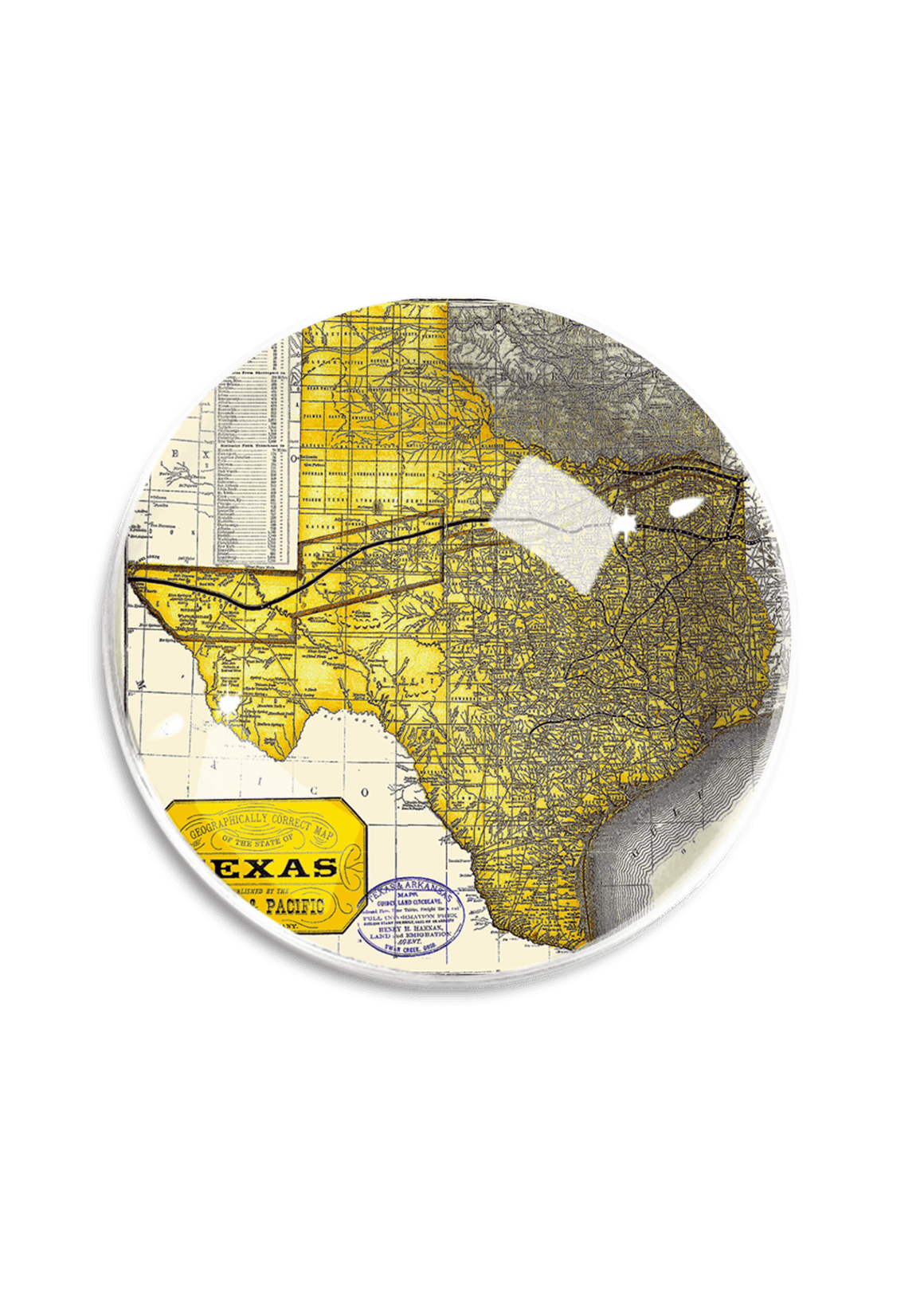 Vintage Texas Map Crystal Dome Paperweight - Bensgarden.com
