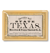 Vintage Texas Map State Seal Decoupage Glass Tray - Bensgarden.com