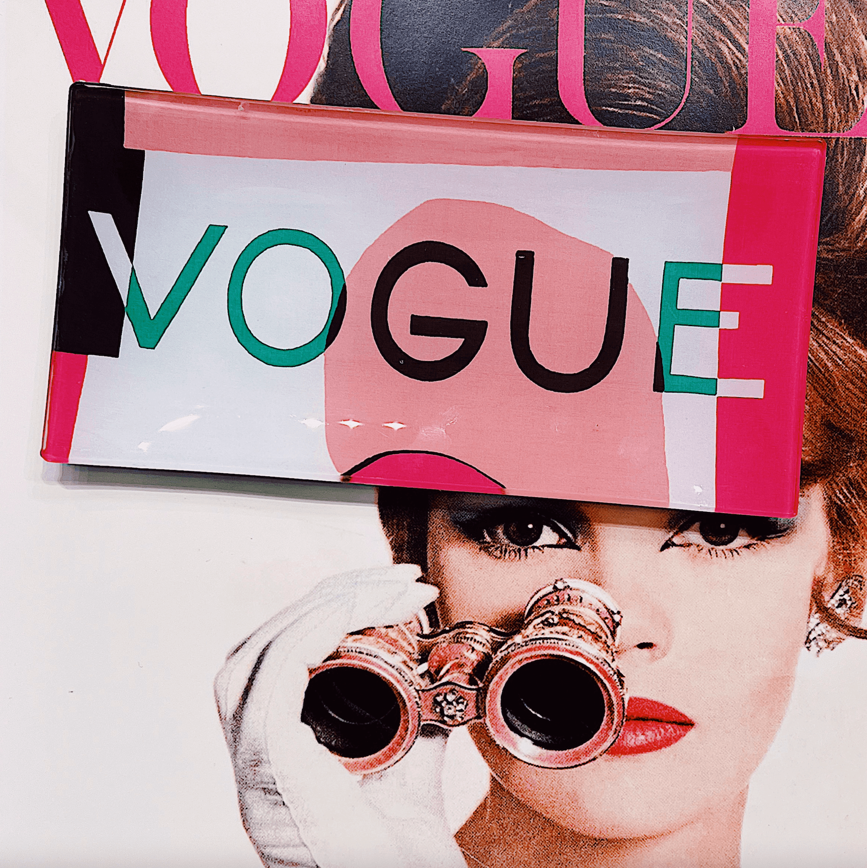 Vintage Vogue Abstract Decoupage Glass Tray - Bensgarden.com