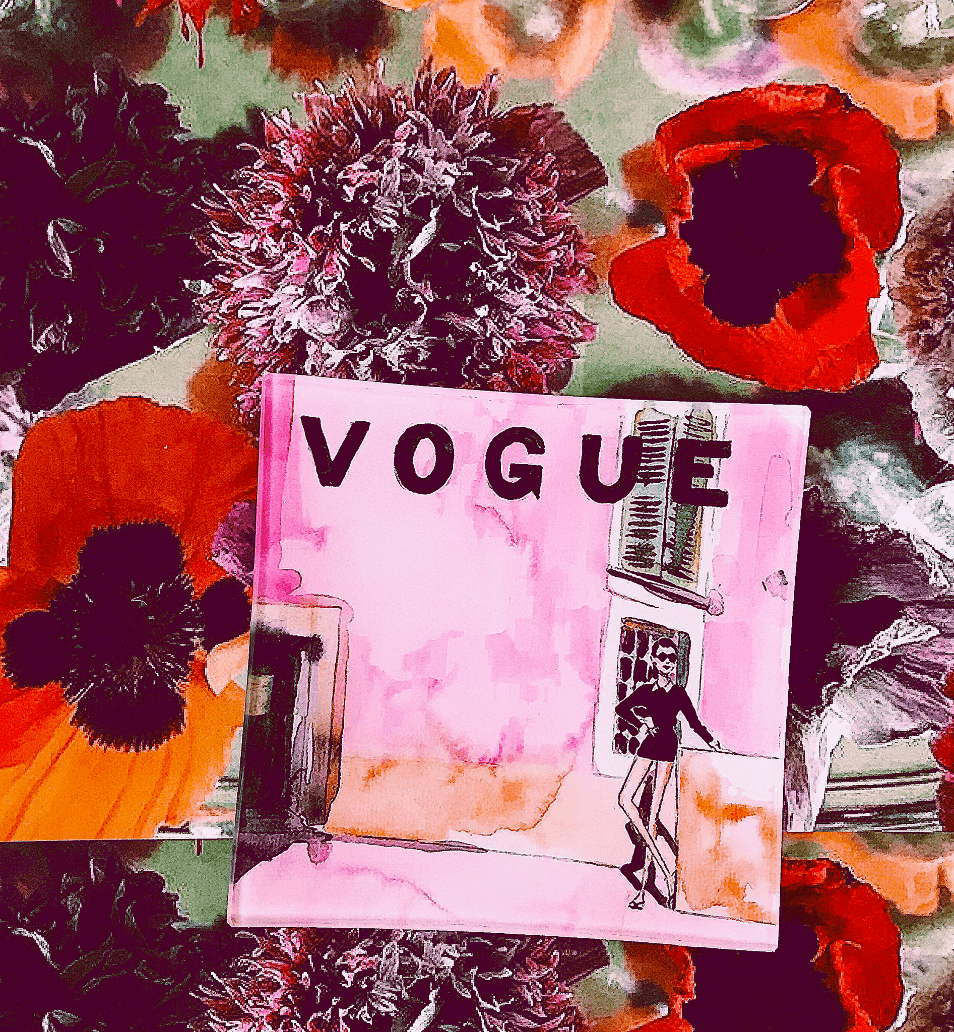 Vogue Audrey Watercolor Decoupage Glass Tray - Bensgarden.com