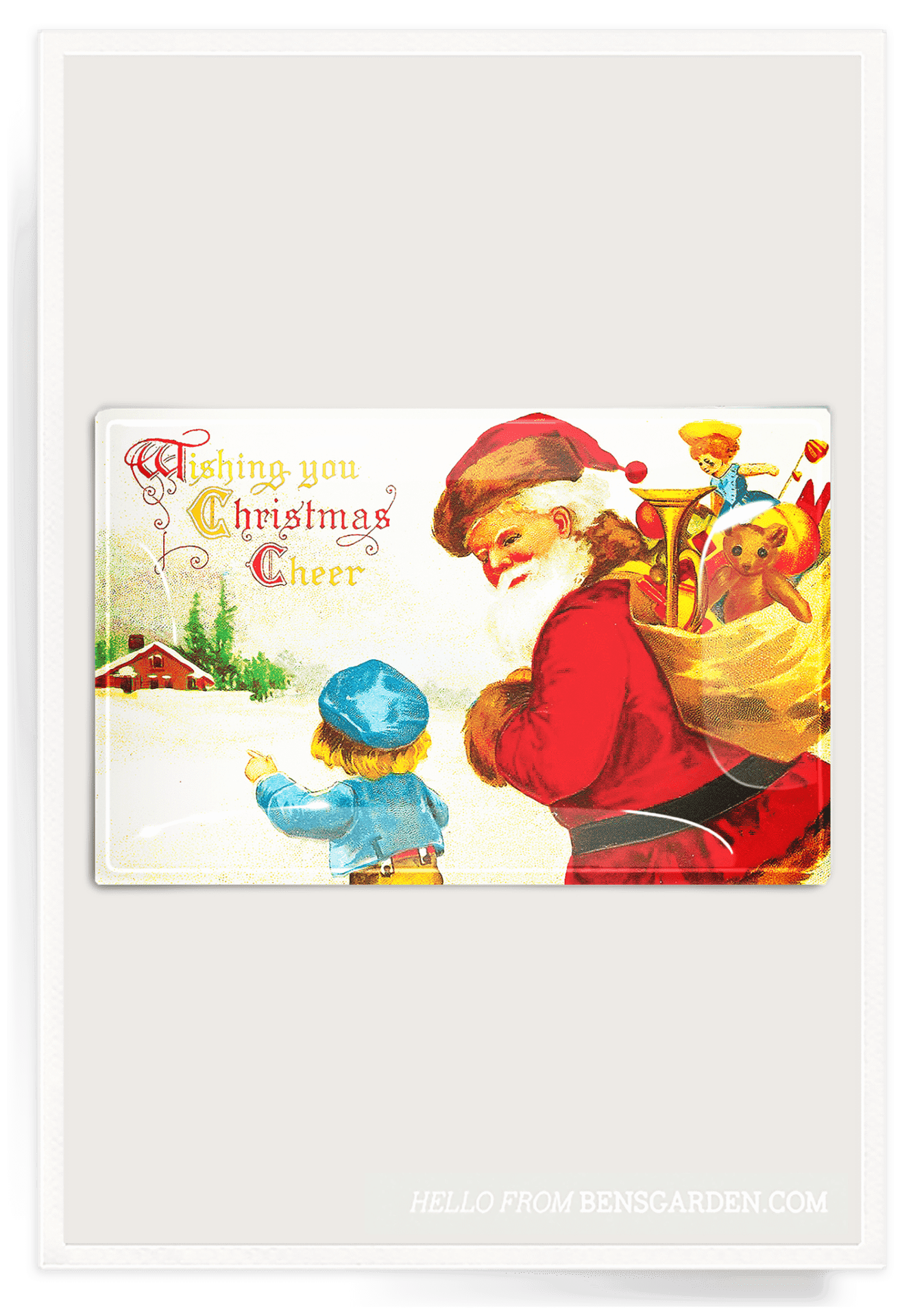 Wishing You Christmas Cheer Decoupage Glass Tray - Bensgarden.com