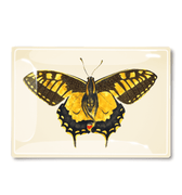 Yellow Speckled Chilean Butterfly Decoupage Glass Tray - Bensgarden.com