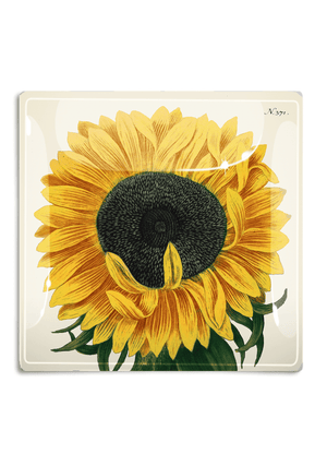 Yellow Sunflower Decoupage Glass Tray - Bensgarden.com