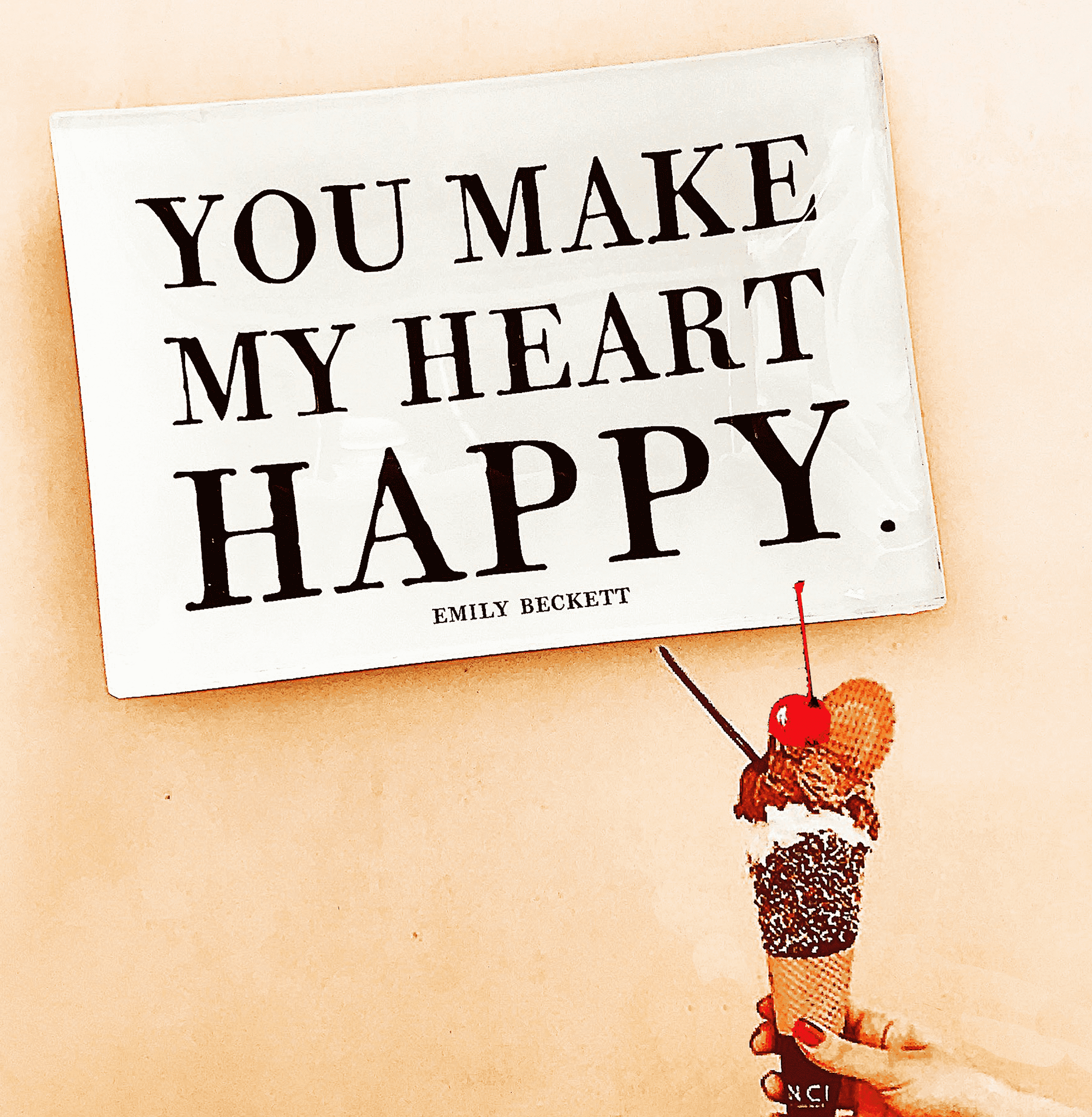 You Make My Heart Happy Decoupage Glass Tray - Bensgarden.com