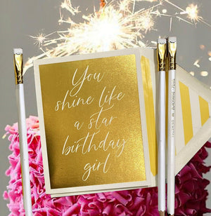 You Shine Like A Star Birthday Girl Greeting Card, Blank Single Folded Card - Bensgarden.com