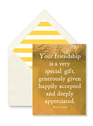 Your Friendship Is A Very Special Gift Greeting Card, Single Folded Card or Boxed Set of 8 - Bensgarden.com
